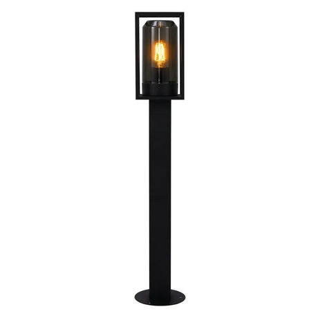 Tuinlamp staand zwart met smokeglas & E27 'Griffin' 80cm - FOIR