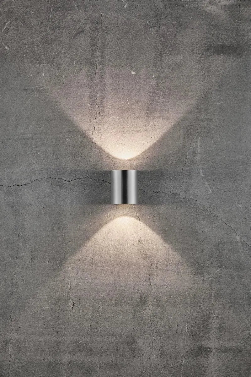 Buitenlamp gevelverlichting stainless steel up & downlighter 'Canto 2' Nordlux LED 2x6W warm wit - FOIR