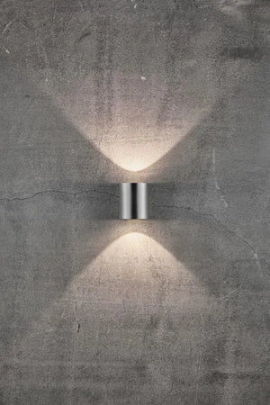 Buitenlamp gevelverlichting stainless steel up & downlighter 'Canto 2' Nordlux LED 2x6W warm wit - FOIR
