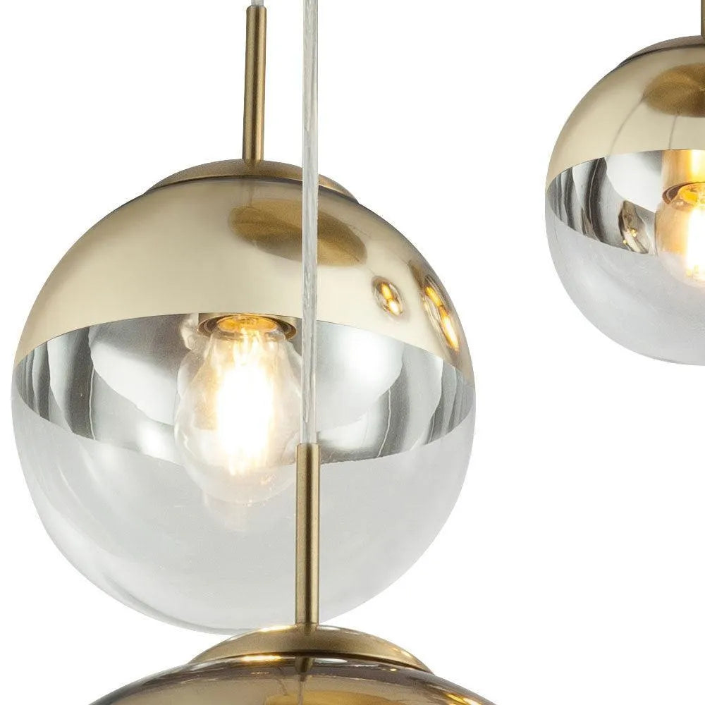 Hanglamp glas varus gouden bollen e27 fitting chrome