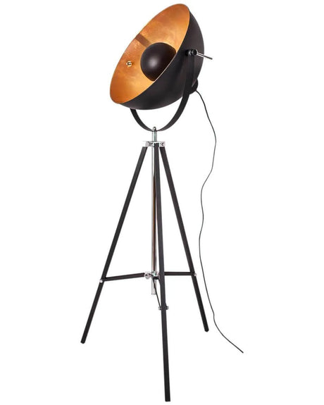 Kleine zwart gouden vloerlamp met schakelaar en E27 fitting By Rydens Captain Mini - FOIR