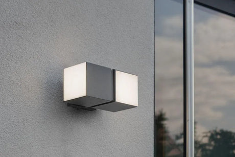 Donkergrijze verstelbare gevelverlichting met ingebouwde helder witte LED lichtbronnen Lutec Cuba 10cm - FOIR