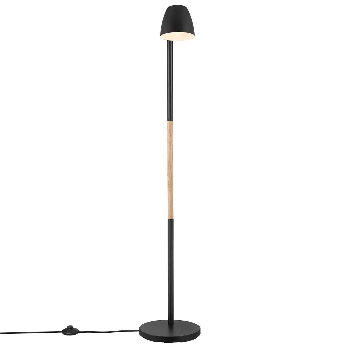 Grote zwarte vloerlamp met houten elementen en Gu10 Fitting Nordlux Theo - FOIR