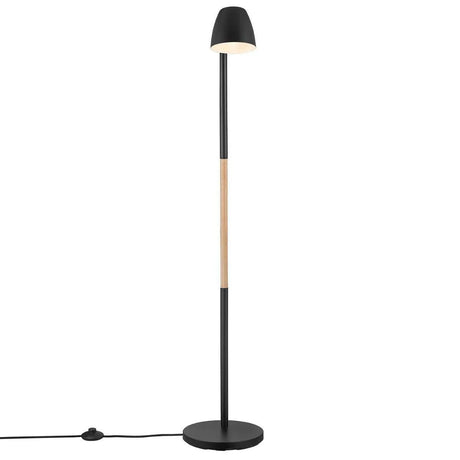 Grote zwarte vloerlamp met houten elementen en Gu10 Fitting Nordlux Theo - FOIR