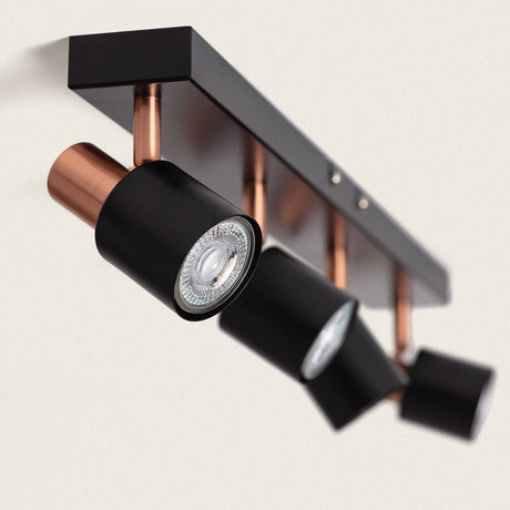 Zwarte plafondlamp met messing verstelbaar budget