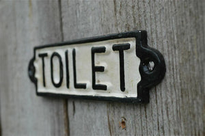 Gietijzeren bord toilet modern zwart wit beige voor aan de muur
