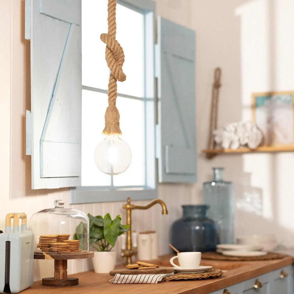 Scheepstouwlamp hanglamp 'Poseidon' touwlamp E27 150cm - FOIR