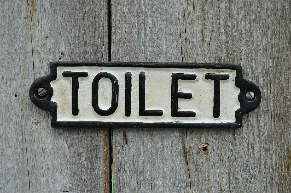 beige toilet gietijzeren bordje wc metaal