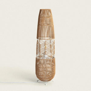 Vloerlamp gevlochten papier handgemaakt vloerschakelaar stekker e27 fitting 