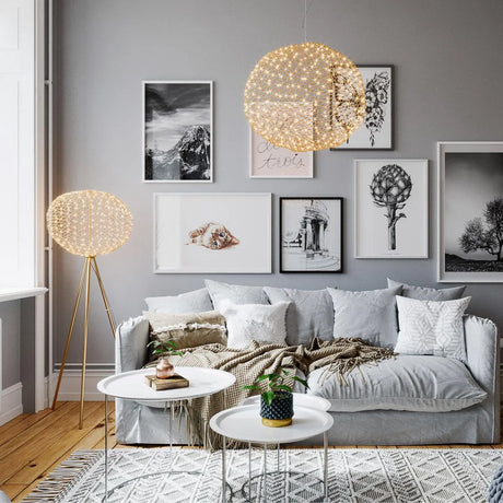 Staande lamp goud led lamp vloerlamp led goud wolk gaas