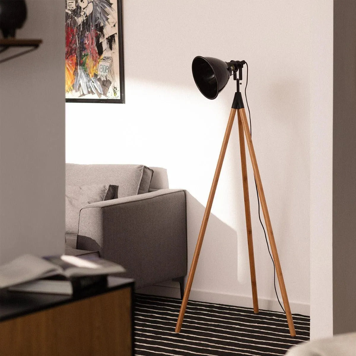 Driepoot staande lamp verstelbaar e27 fitting 