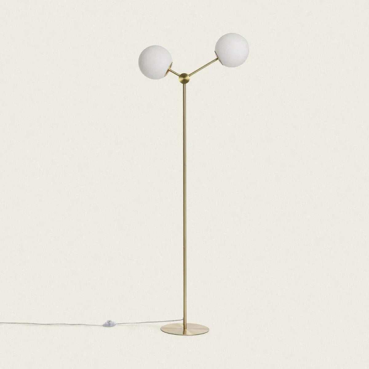 Vloerlamp goud met opaalglazen kappen 'Mono 2' 150 cm - FOIR