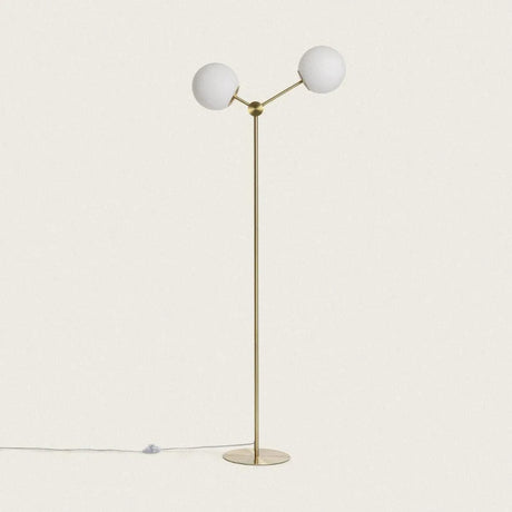 Vloerlamp goud met opaalglazen kappen 'Mono 2' 150 cm - FOIR