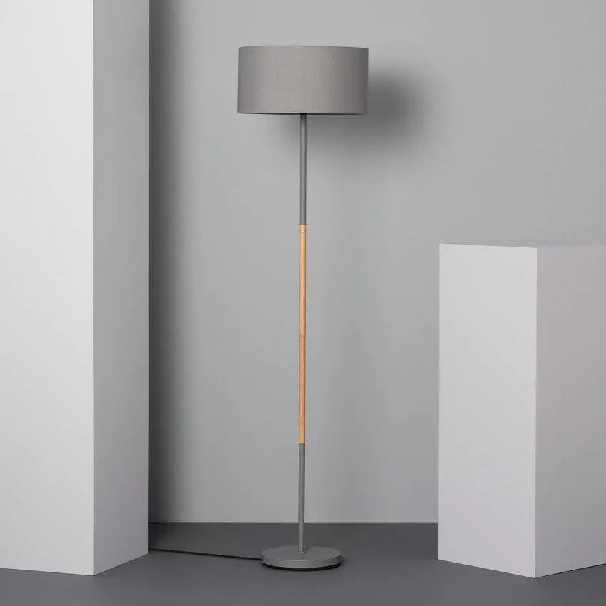 Vloerlamp hout 'Sicilië' grijs staande lamp modern E27 fitting 159cm - FOIR