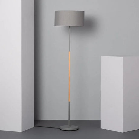 Vloerlamp hout 'Sicilië' grijs staande lamp modern E27 fitting 159cm - FOIR