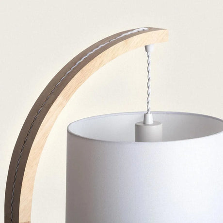 Vloerlamp hout met stoffen kap E27 fitting 'Natasja' - FOIR