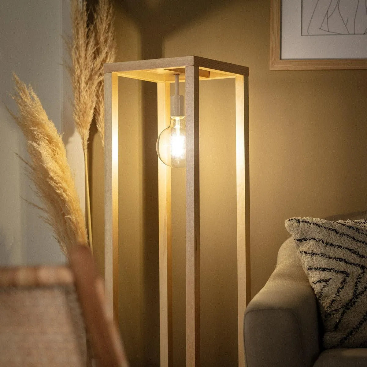 Vierkante hout lamp e27 fitting staande lamp 