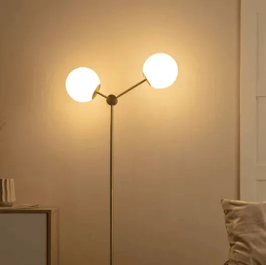 Vloerlamp goud met opaalglazen kappen 'Mono 2' 150 cm - FOIR