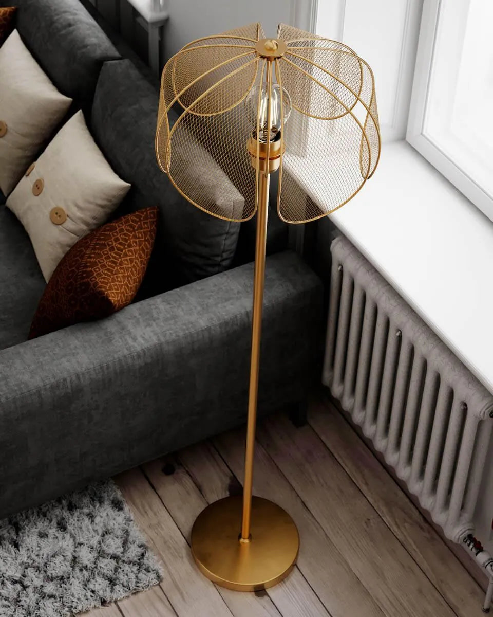 Staande lamp goud modern e27 fitting modern vloerlamp