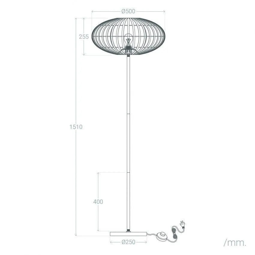 Staande lamp gevlochten 'Adam' E27 fitting rotan modern 151cm - FOIR