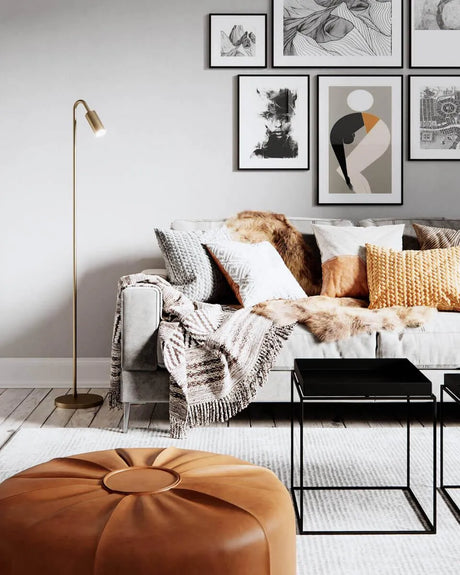 minimalistische vloerlamp mat goud schakelaar gu10 fitting design 