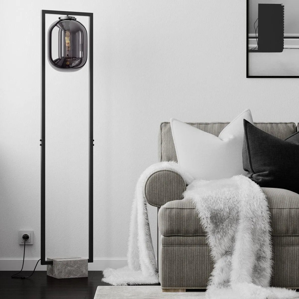 Staande vloerlamp 'Dixton' By Rydens E27 fitting smoke grey 150cm - FOIR