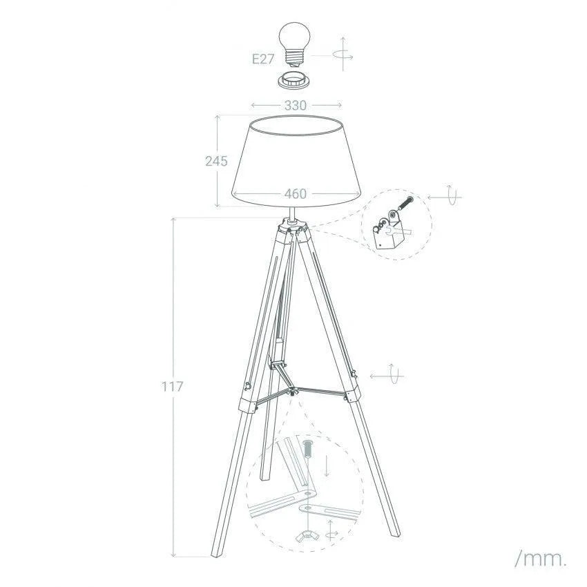 Driepoot vloerlamp 'Stan' modern E27 fitting 144cm - FOIR