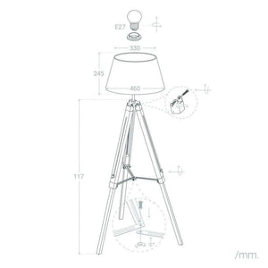 Driepoot vloerlamp 'Stan' modern E27 fitting 144cm - FOIR