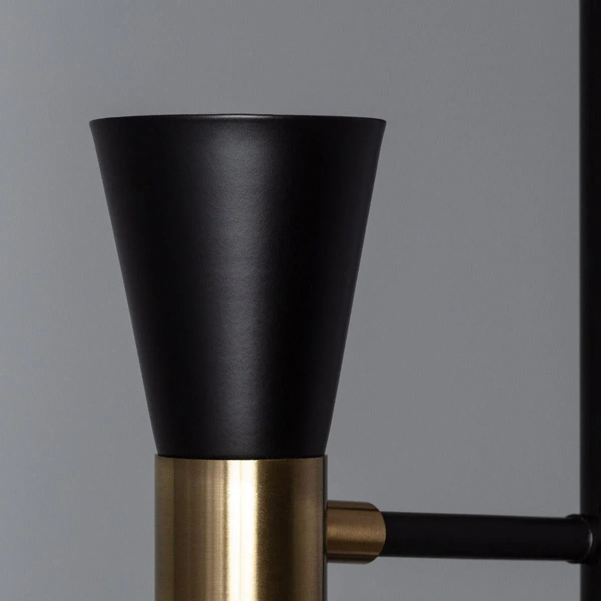Staande lamp twee kappen zwart goud 'Jagger' E27 fitting 160cm - FOIR