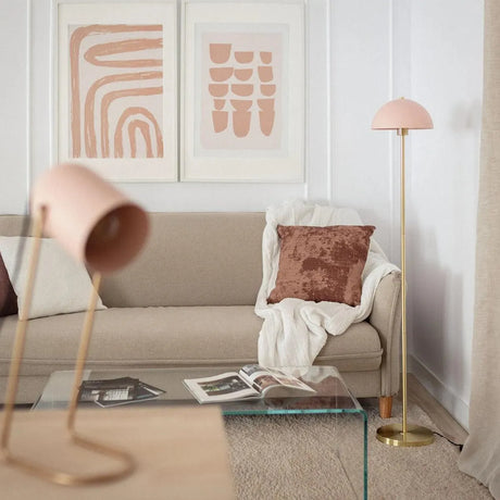 Vloerlamp roze & messing vloerschakelaar E27 fitting 'Audet' 138 cm - FOIR