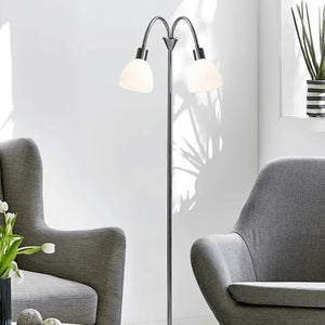 Staande lamp chrome met opaalglazen kap schakelaar stekker nordlux 63224033 5701581239388