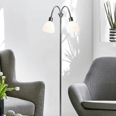 Staande lamp chrome met opaalglazen kap schakelaar stekker nordlux 63224033 5701581239388