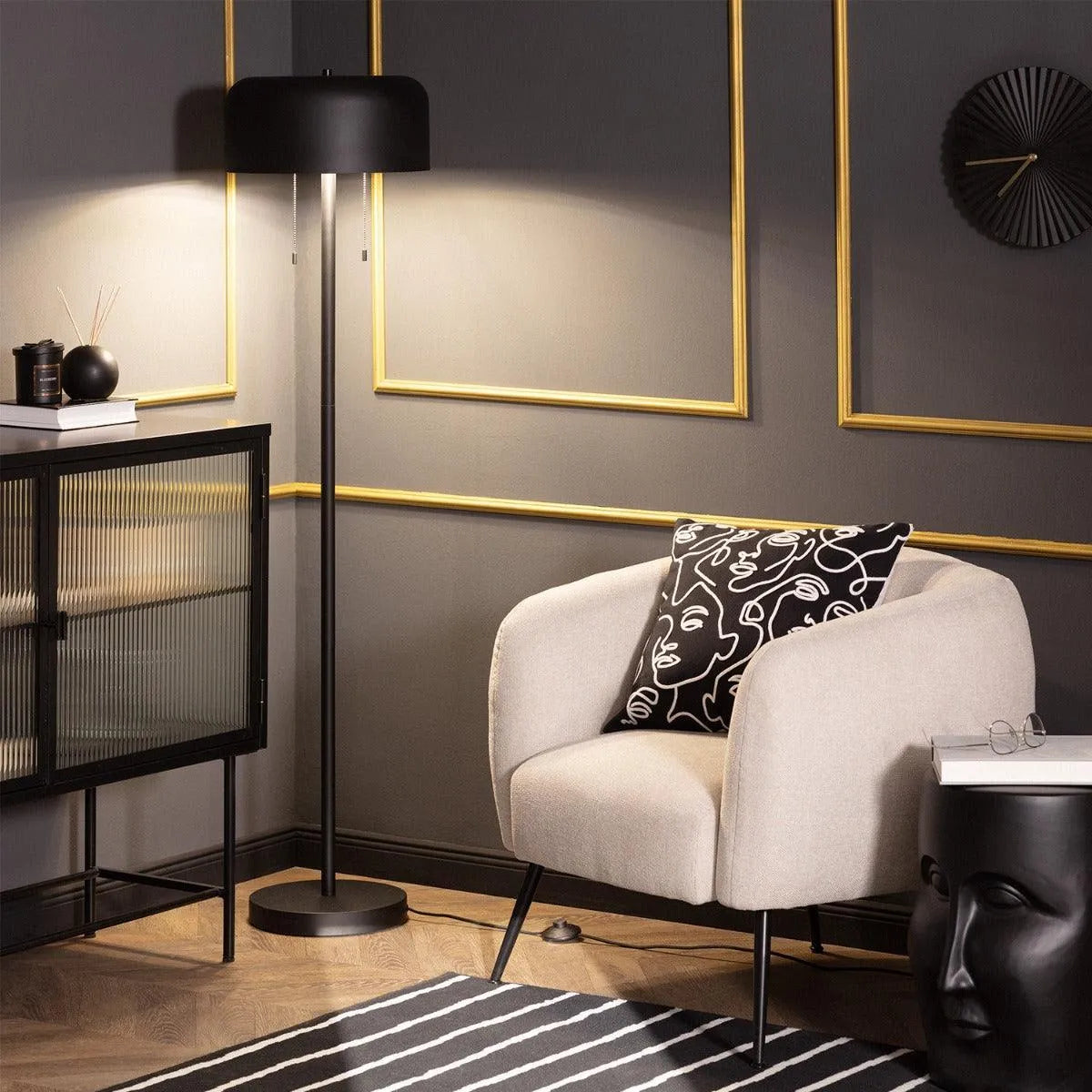 e27 lamp zwart staande lamp zwart met trekschakelaar