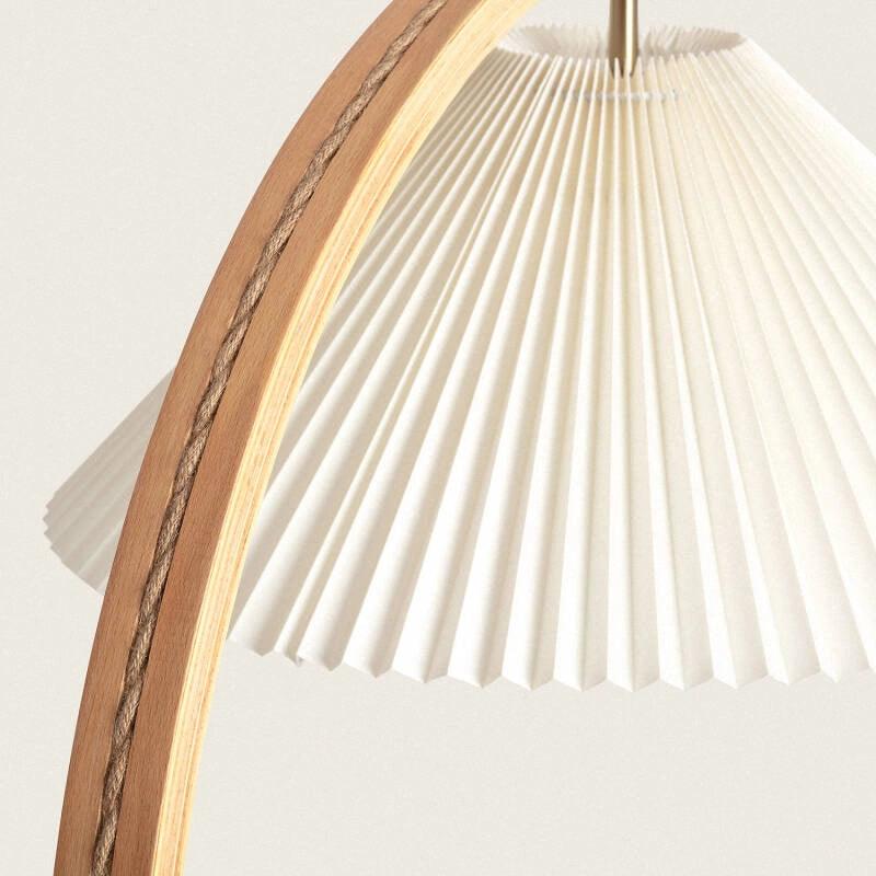 Staande lamp hout stoffen Seronga kap vloerlamp 146cm - FOIR
