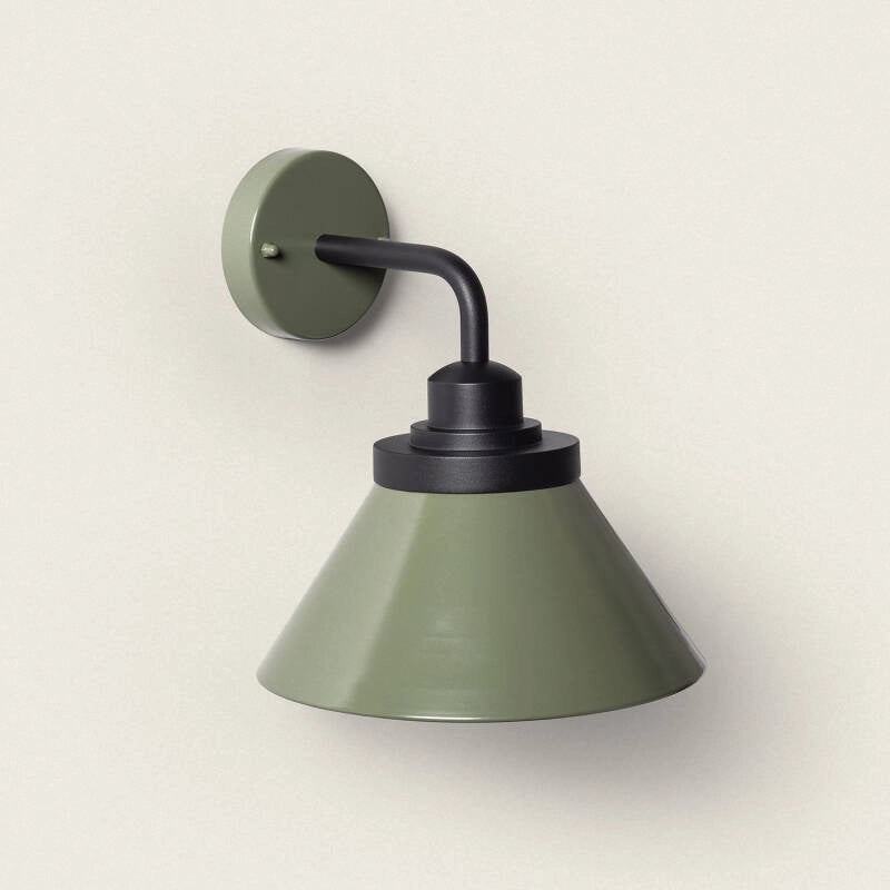Buitenlamp groen e27 fitting zwart metaal IP44