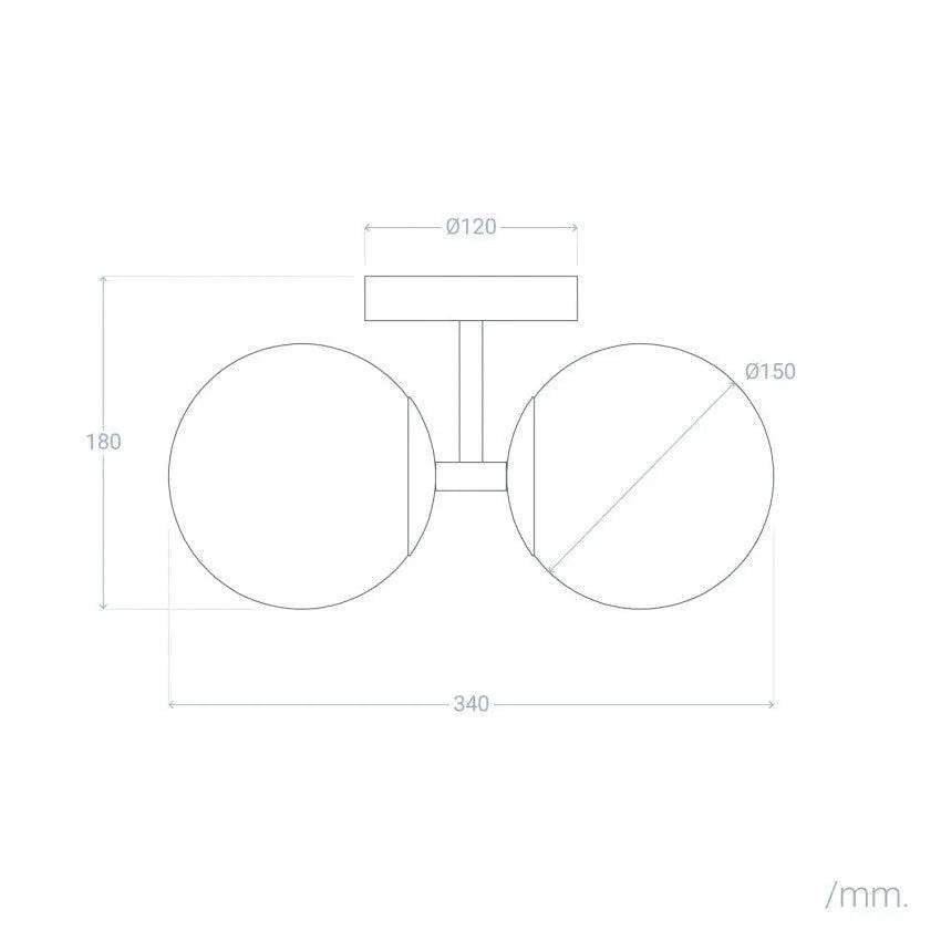 Wandlamp modern 'Dublo' glazen bollen modern e27 fitting zwart - FOIR