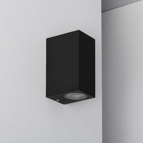 Buitenlamp vierkant up en down zwart gevelverlichting