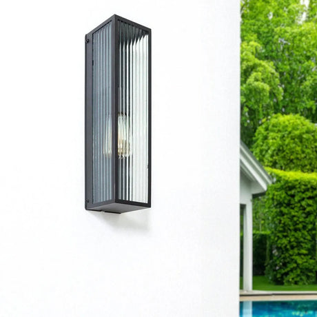 Gevelverlichting zwart met glas en E27 fitting 'Piazza 2' - FOIR