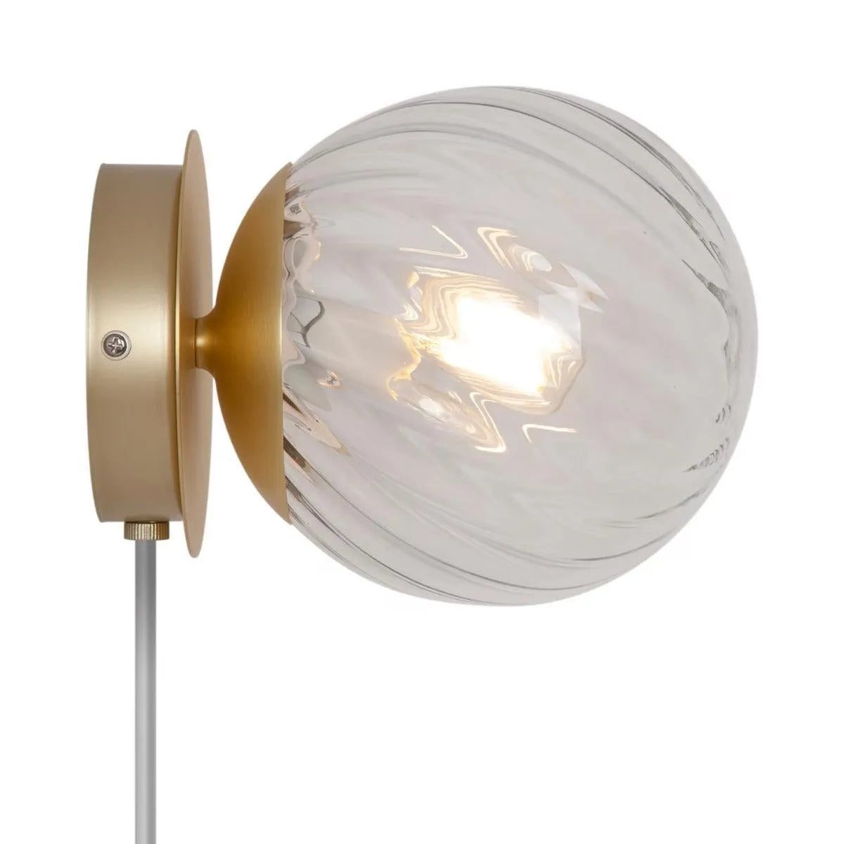 Wandlamp messing met glazen kap E14 fitting & schakelaar 'Chisell' - FOIR