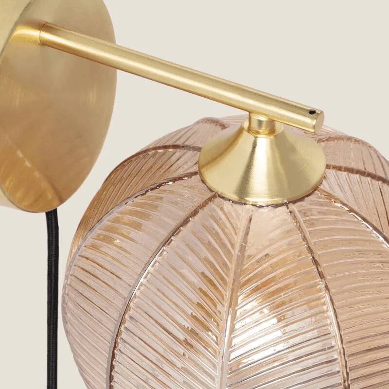 Wandlamp goud glas slaapkamer 'Xera' e14 fitting stekker schakelaar - FOIR