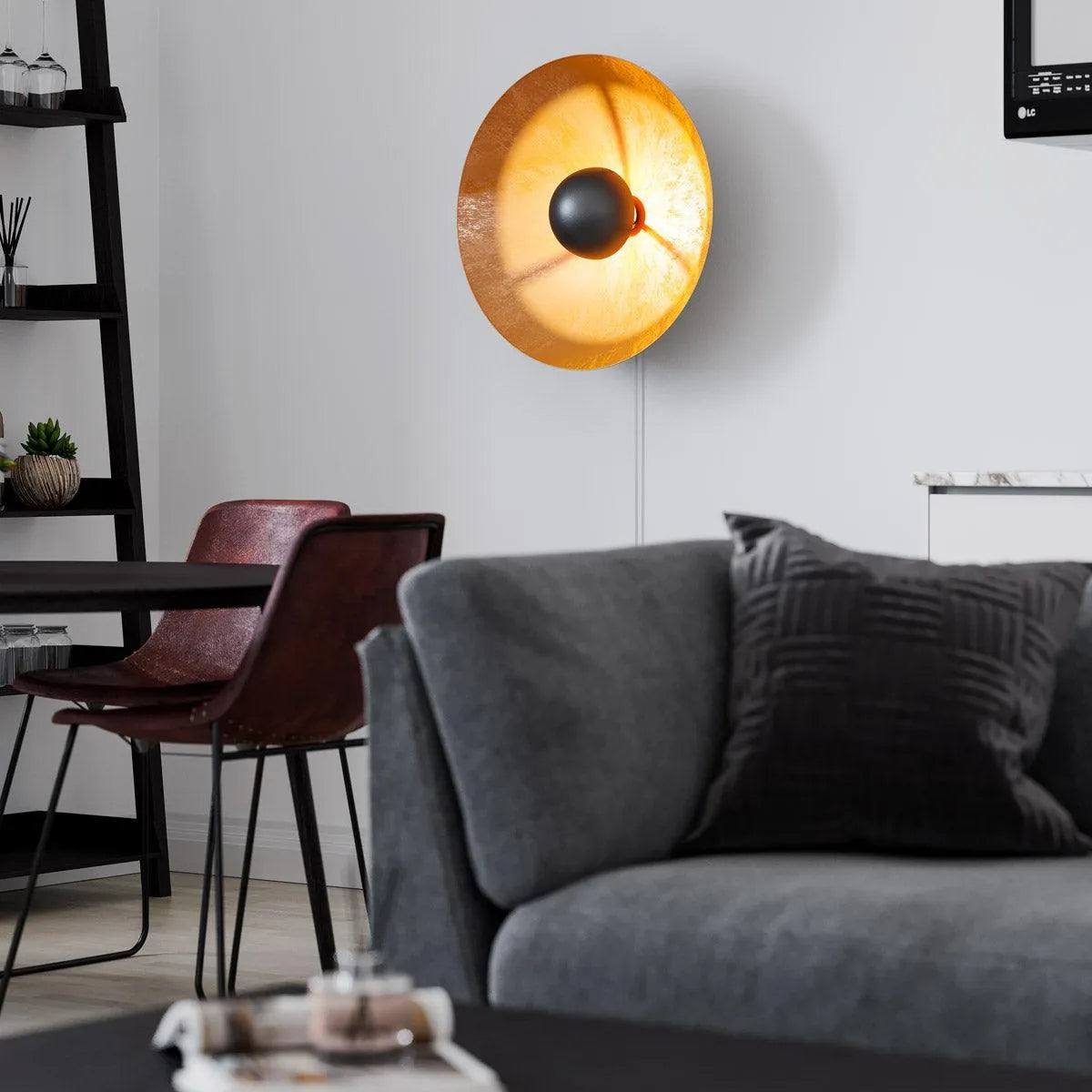 Wandlamp zwart goud e27 fitting rond by rydens captain