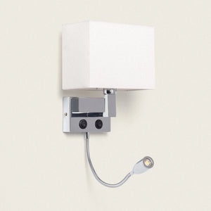 Wandlamp met losse leeslamp wit en chrome bedlamp hotel 'Culp'