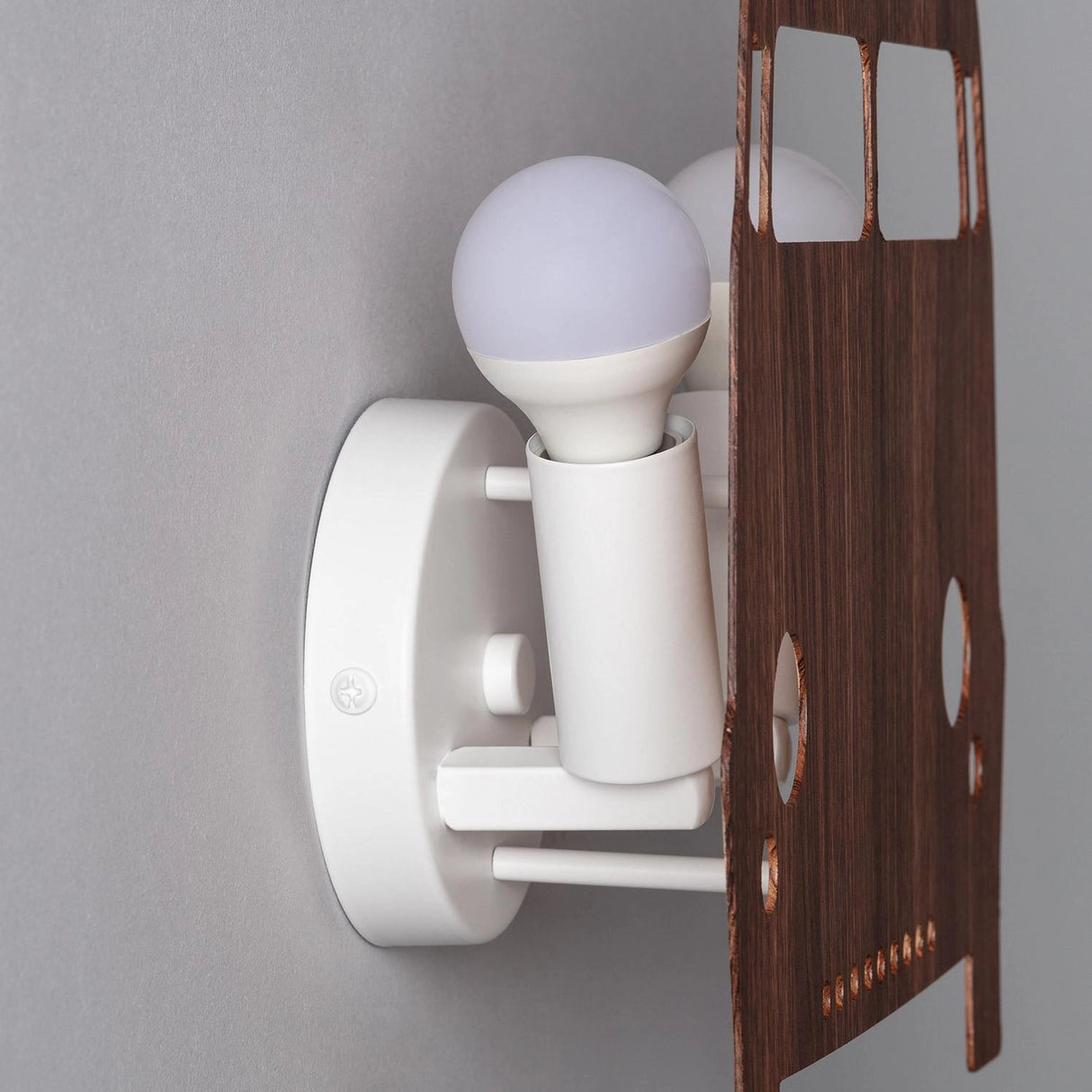 Wandlamp hout kinderkamer auto 2x e14