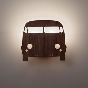 Wandlamp hout kinderkamer auto 2x e14
