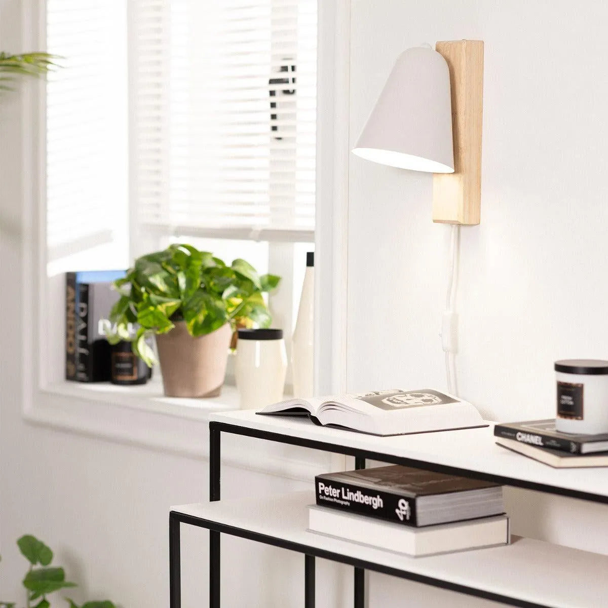 Wandlamp met stekker hout e14 fitting hout met schakelaar