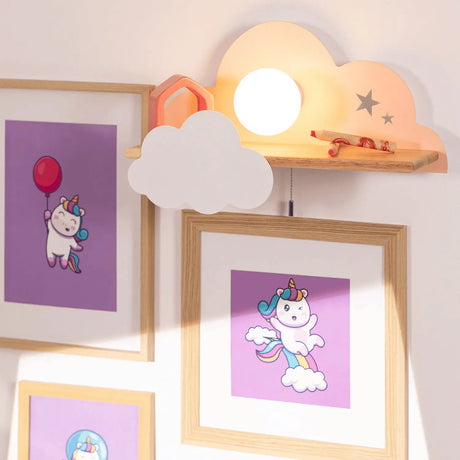 Wandlamp kinderkamer met plankje en schakelaar 'Jessie'-Roze - FOIR