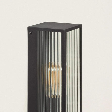 Gevelverlichting zwart met glas en E27 fitting 'Piazza 2' - FOIR