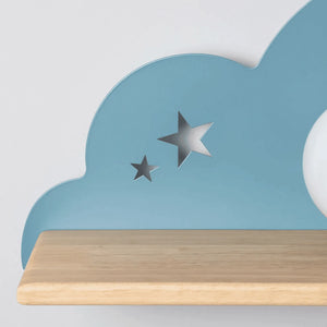 Wandlamp kinderkamer met plankje en schakelaar 'Jessie'-blauw 45 cm - FOIR