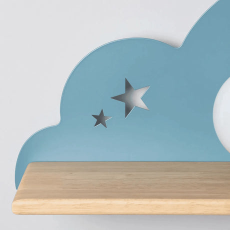 Wandlamp kinderkamer met plankje en schakelaar 'Jessie'-blauw 45 cm - FOIR