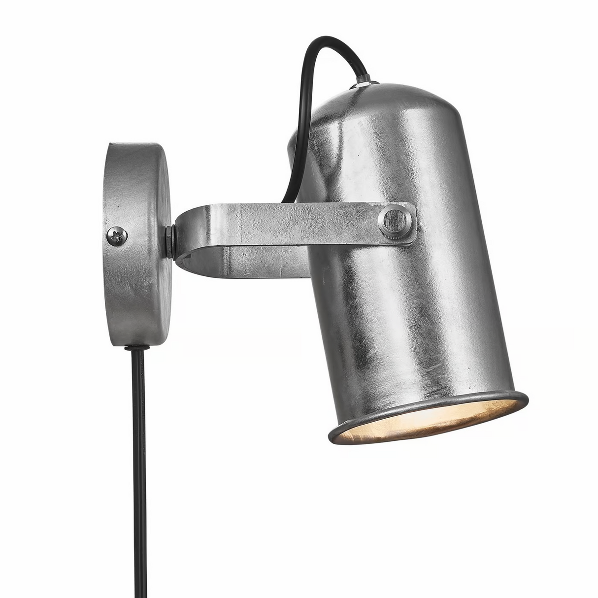 Wandlamp zilver met stekker en schakelaar Porter gegalvaniseerd